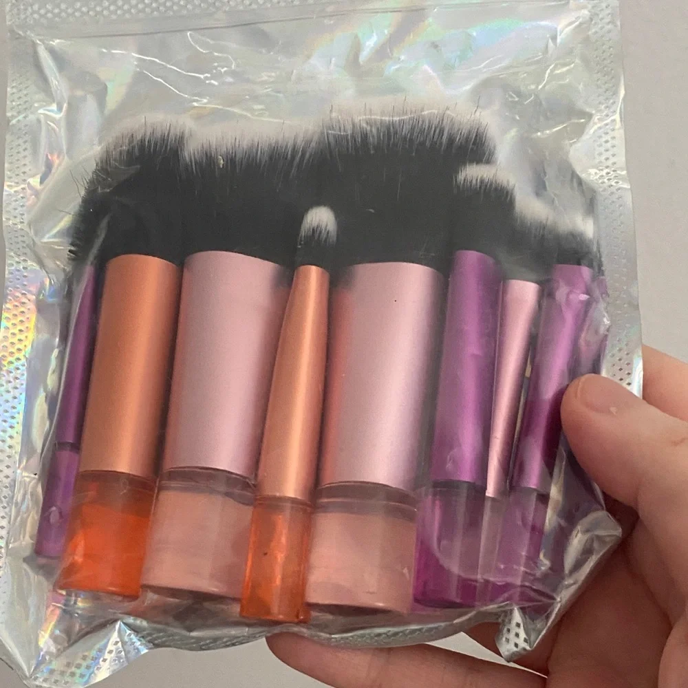 Makeup Brush Set with Pink and Purple Handles